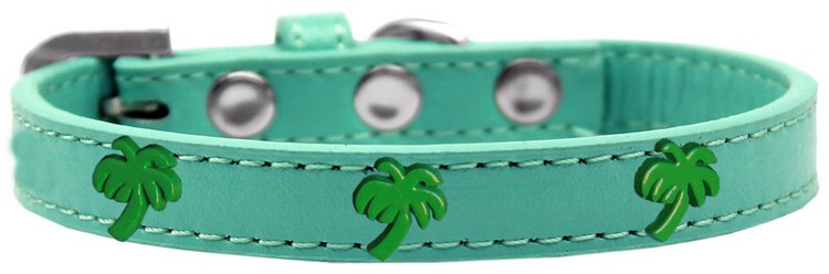 Green Palm Tree Widget Dog Collar Aqua Size 14